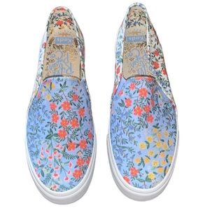 Keds Rifle Paper Double Decker Wildwood Slip On Sneakers-Two Tone Blue White